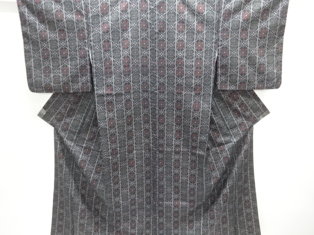 抽象模様織り出し西陣伝承紬着物道行コートアンサンブル